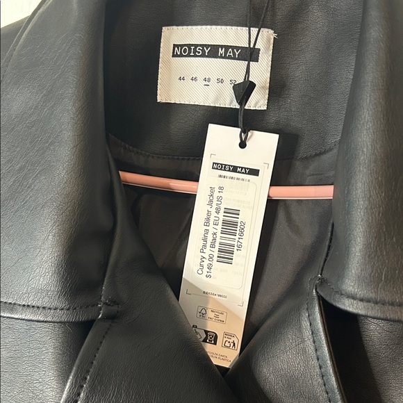 NWT Noisy may Black Leather Jacket SIZE 18 - Picture 6 of 14